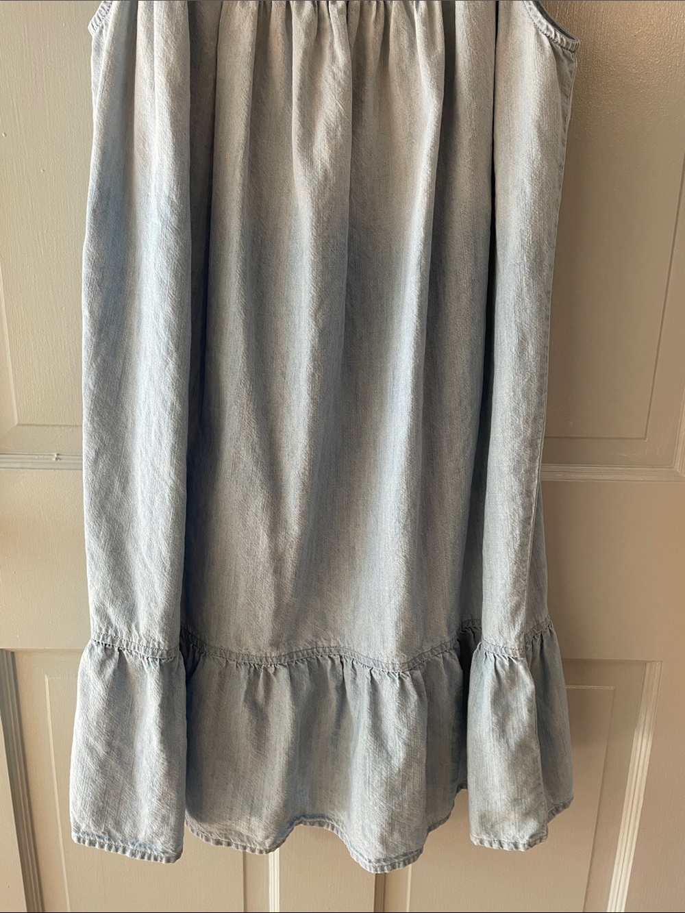 Soft Joie Light Blue Denim Smocked Ruffle Mini Cami Sundress EUC - Picture 5 of 11